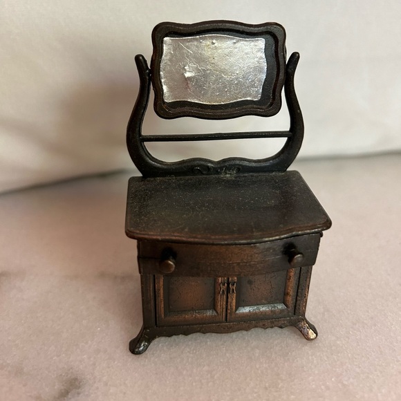 Pencil Sharpener Dresser With Swivel Mirror Die Cast Copper miniature Vintage - Picture 2 of 7
